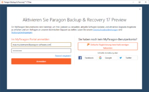 Backup & Recovery 17 Aktivierungsfenster