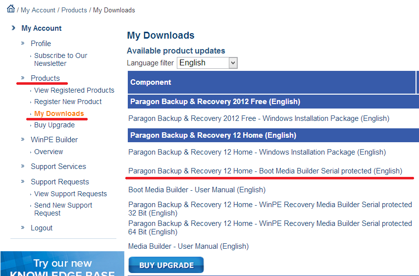 paragon recovery media builder