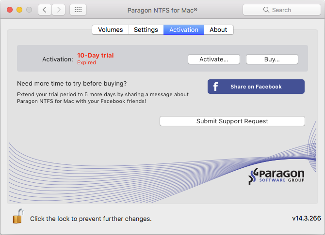 activate paragon ntfs for mac os x