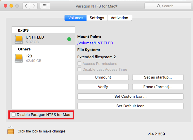 paragon ntfs for mac access permissions greyed out